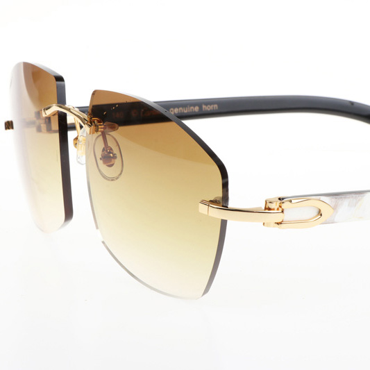 Cartier CT 4189706 White Mix Black Buffalo Sunglasses In Gold Gradient Brown - DesignerGu