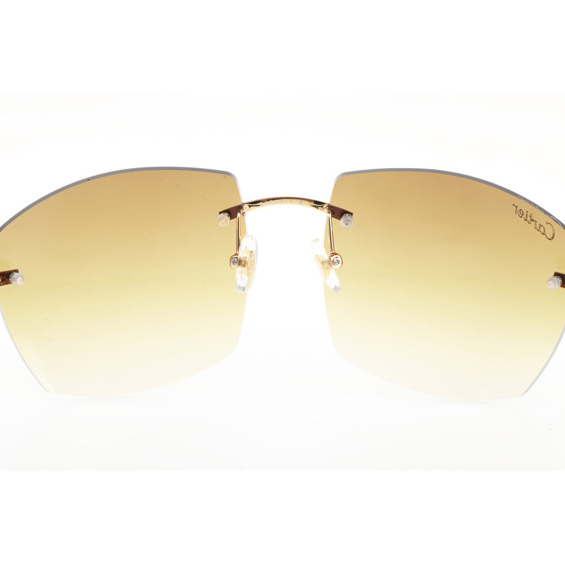 Cartier CT 4189706 White Mix Black Buffalo Sunglasses In Gold Gradient Brown - DesignerGu