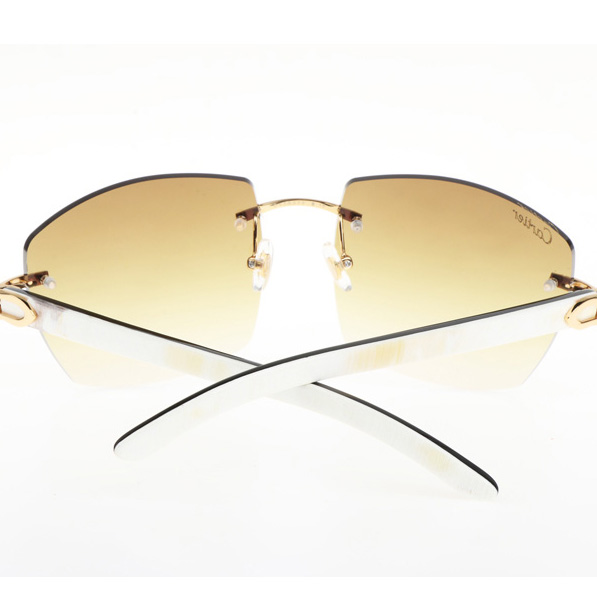 Cartier CT 4189706 White Mix Black Buffalo Sunglasses In Gold Gradient Brown - DesignerGu