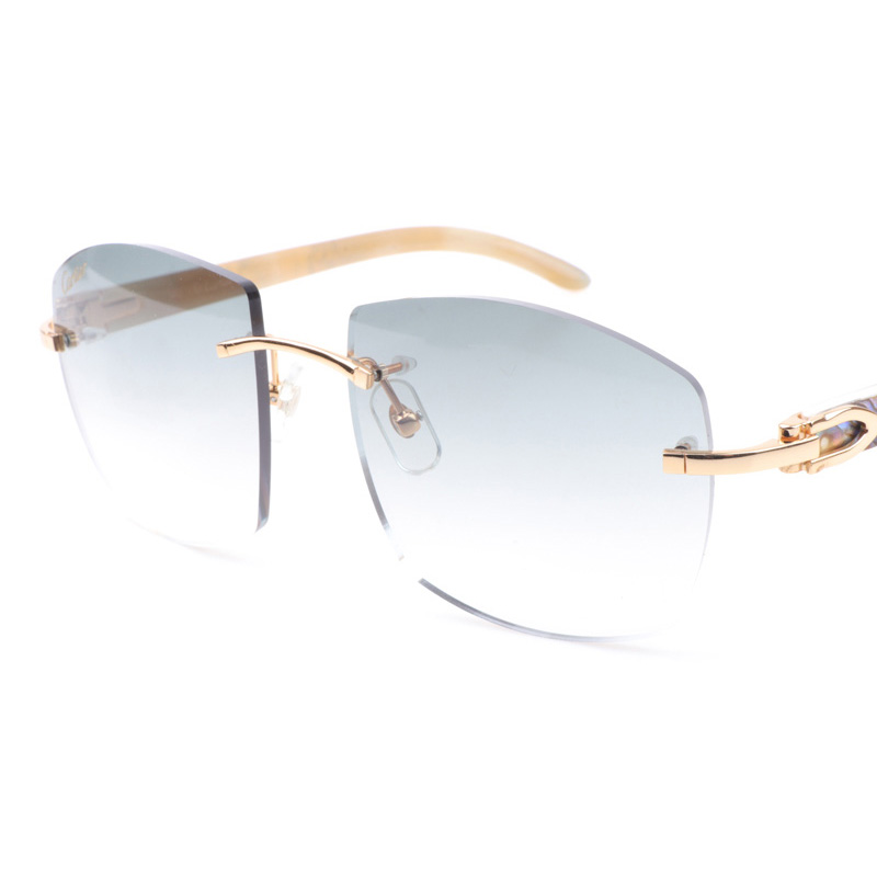 Cartier CT 4189706 Shell Mix White Buffalo Sunglasses In Gold Gradient Grey - DesignerGu