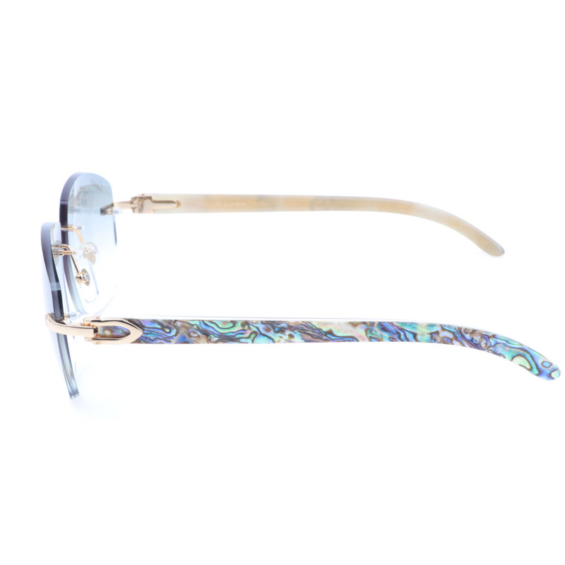 Cartier CT 4189706 Shell Mix White Buffalo Sunglasses In Gold Gradient Grey - DesignerGu
