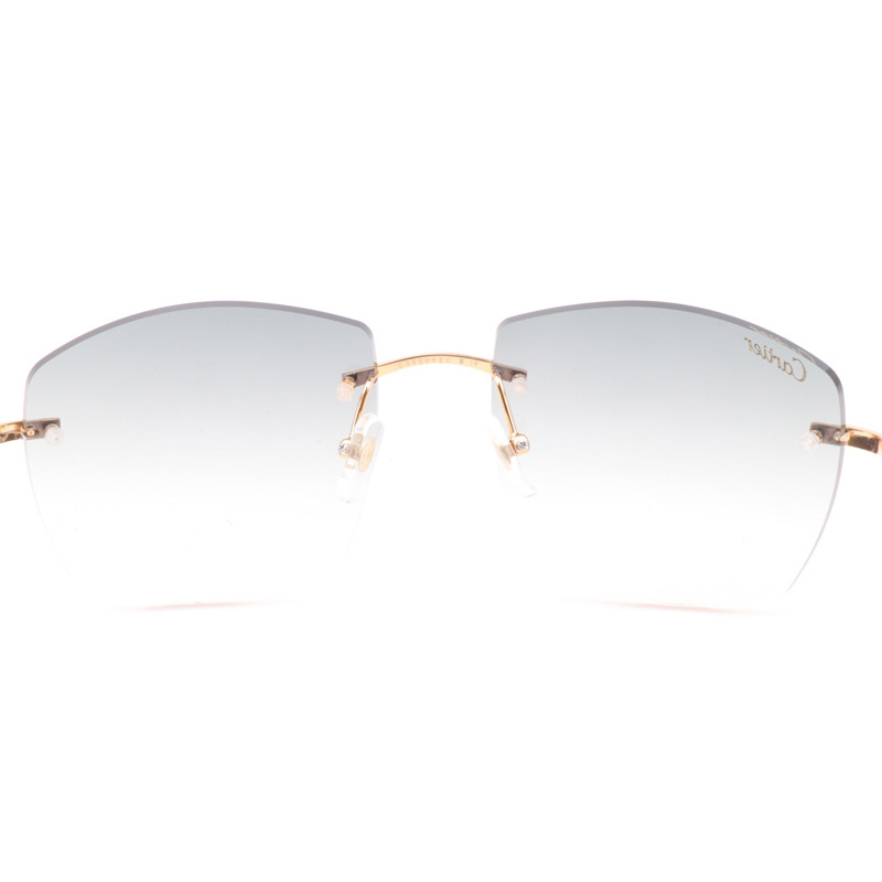 Cartier CT 4189706 Shell Mix White Buffalo Sunglasses In Gold Gradient Grey - DesignerGu