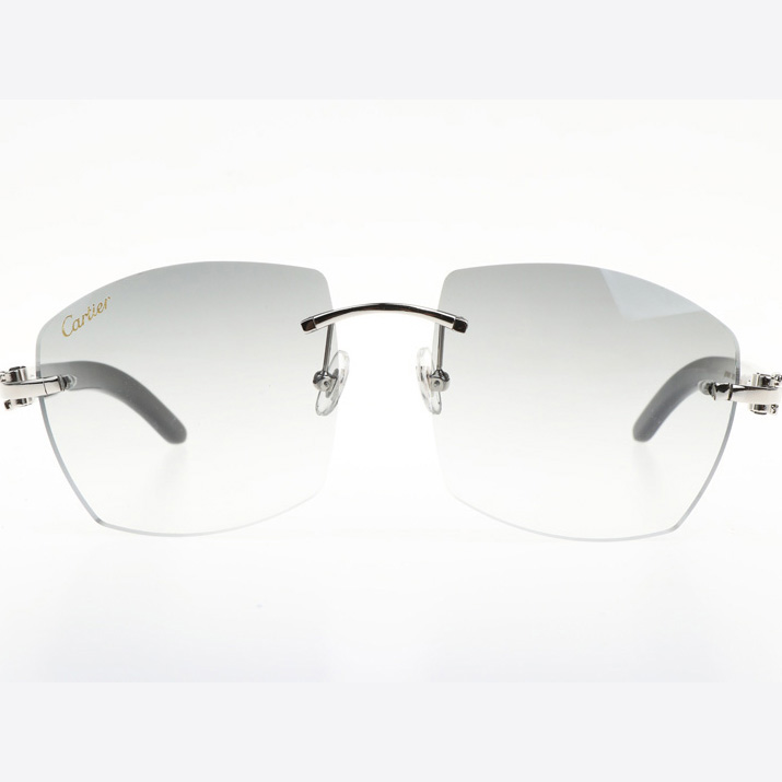 Cartier CT 4189706 Black Buffalo Sunglasses In Silver Gradient Grey - DesignerGu