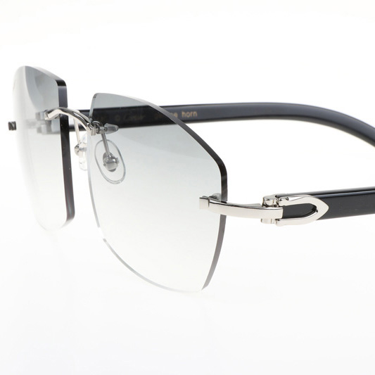 Cartier CT 4189706 Black Buffalo Sunglasses In Silver Gradient Grey - DesignerGu