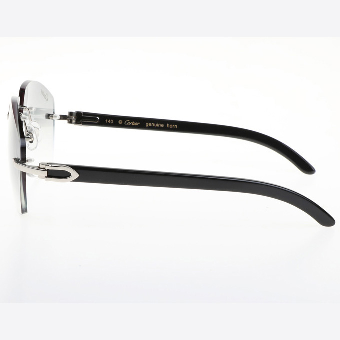 Cartier CT 4189706 Black Buffalo Sunglasses In Silver Gradient Grey - DesignerGu