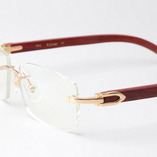 Cartier CT_3524012 Wood Eyeglasses Gold  - DesignerGu