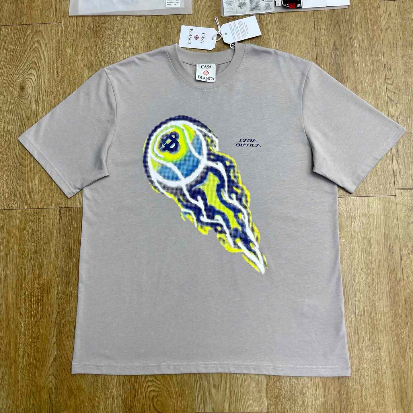 Casablanca FLAMING TENNIS BALL OVERSIZED SHORT SLEEVE T‑SHIRT C1115 - DesignerGu