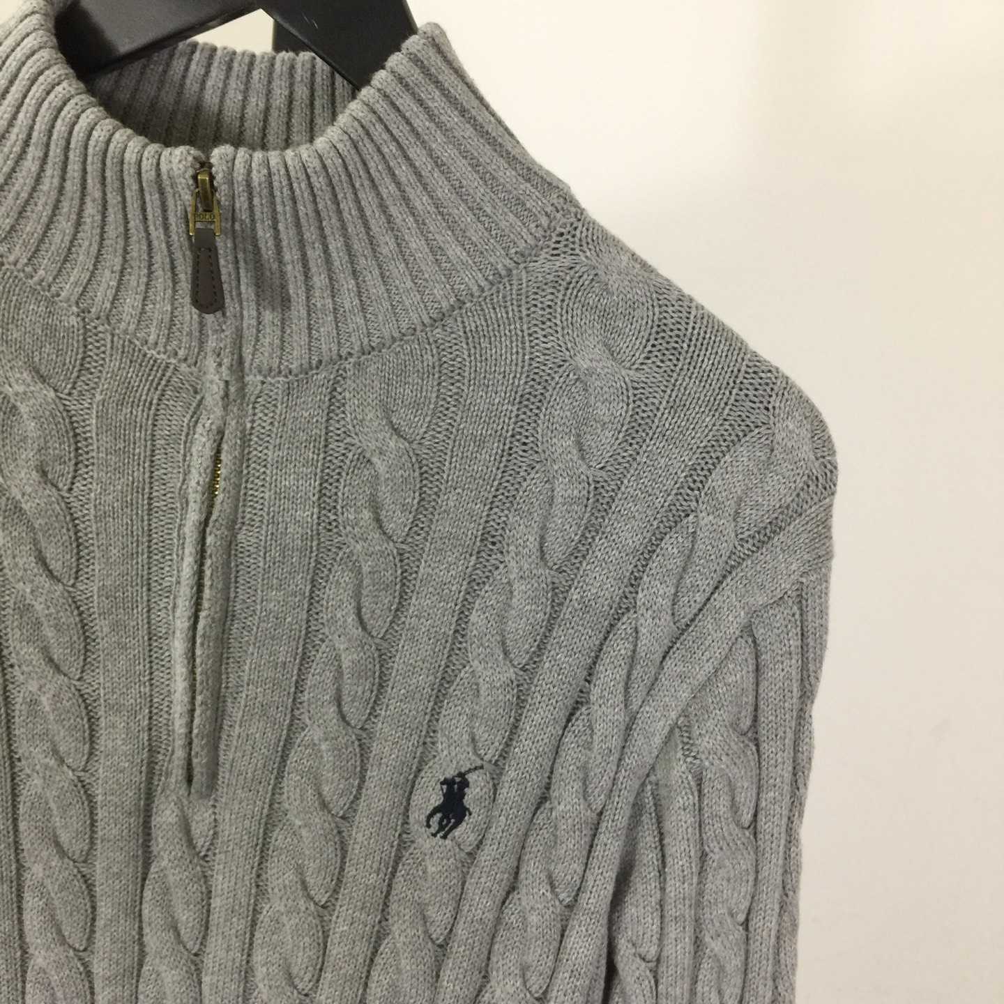 Polo Ralph Cable-Knit Cotton Quarter-Zip Jumper - DesignerGu