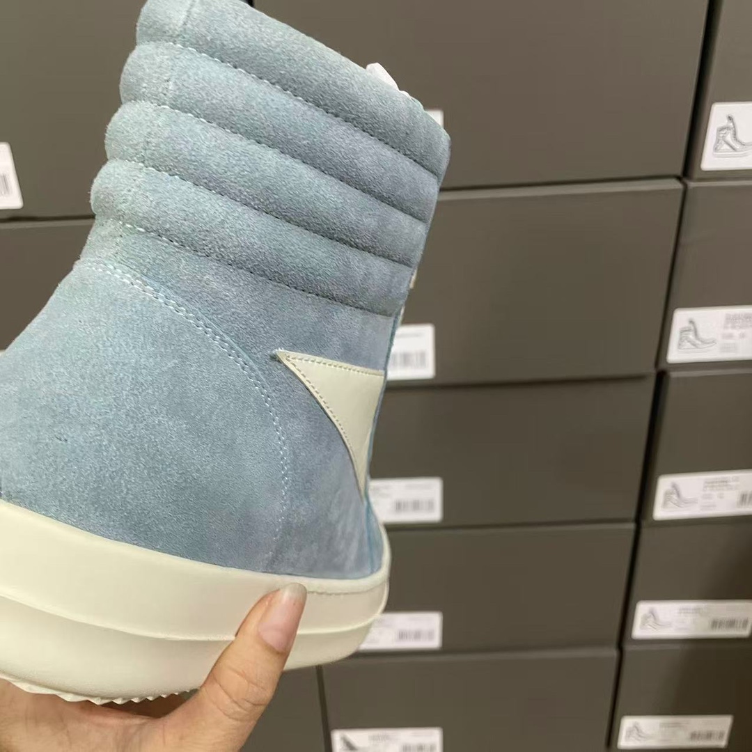 Rick Owens Blue Porterville High Vintage Sneakers - DesignerGu