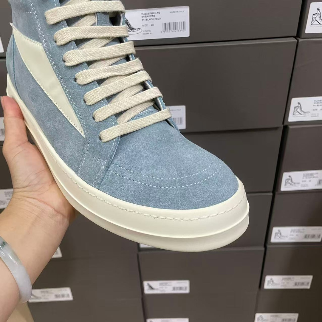 Rick Owens Blue Porterville High Vintage Sneakers - DesignerGu