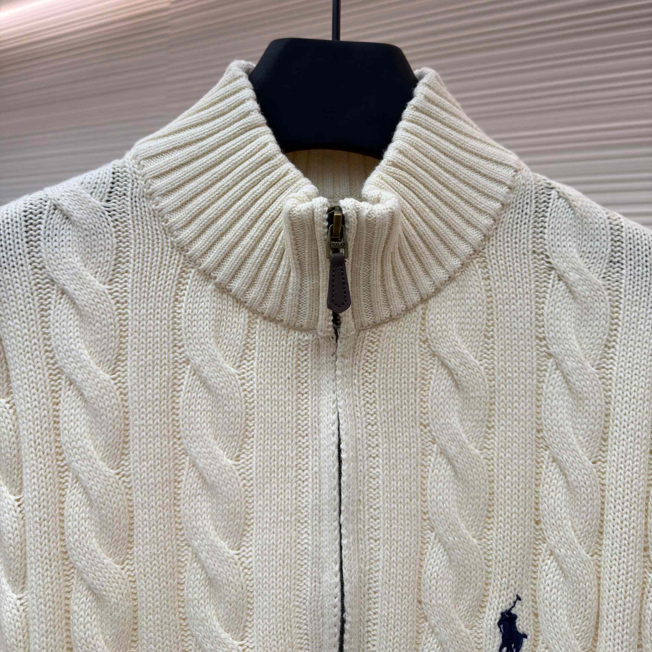 Polo Ralph Cable-Knit Cotton Quarter-Zip Jumper - DesignerGu