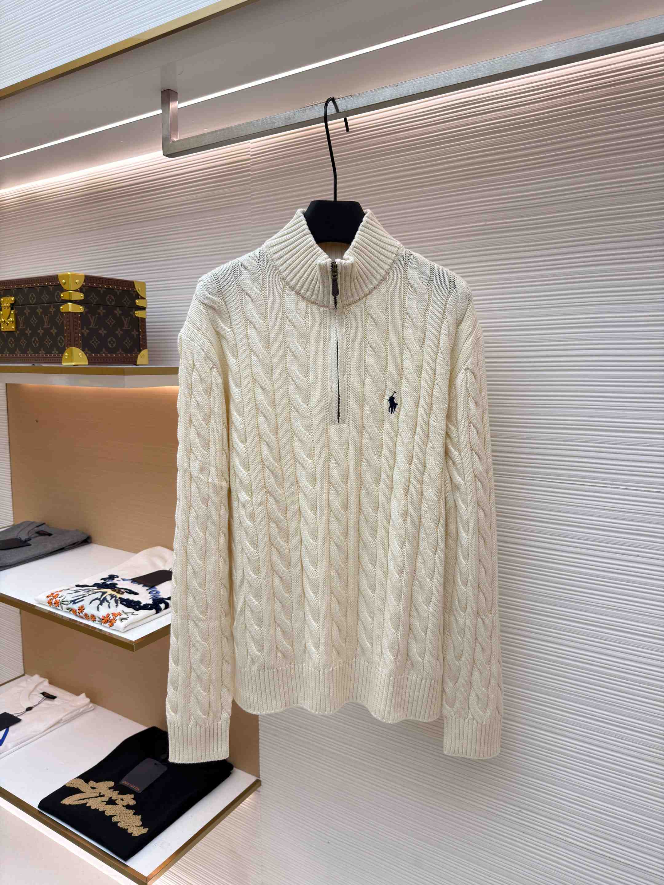 Polo Ralph Cable-Knit Cotton Quarter-Zip Jumper - DesignerGu