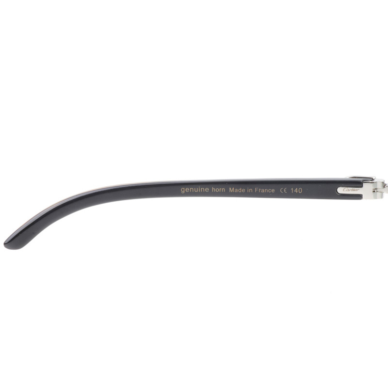 Cartier CT 4189706 Shell Mix Black Buffalo Sunglasses In Silver Gradient Grey - DesignerGu