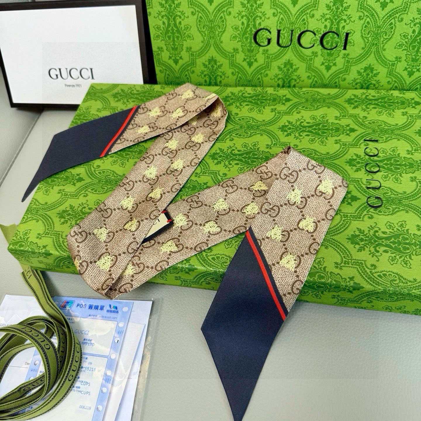 Gucci GG Jacquard Silk Scarf 6x90cm - DesignerGu