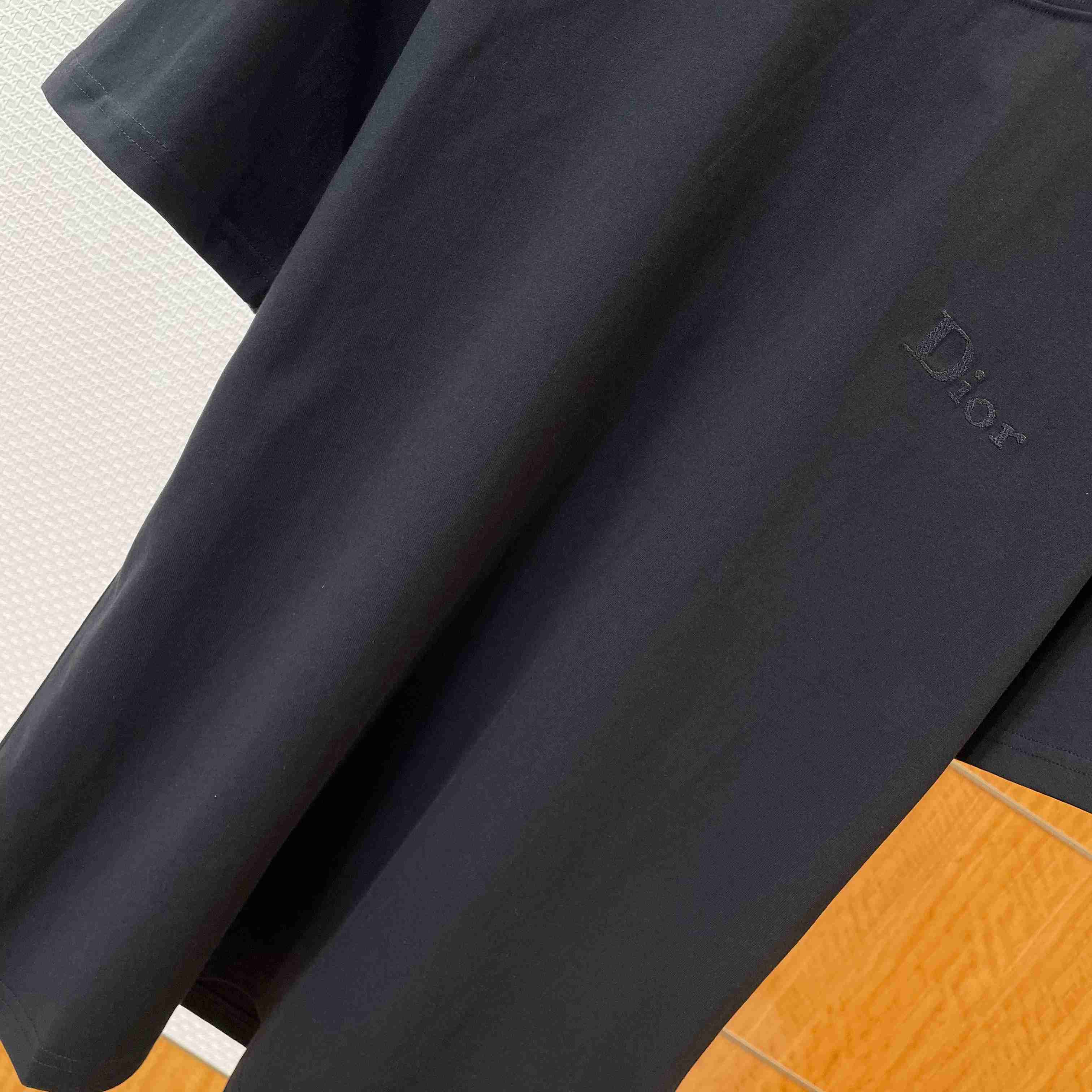 Dior T-Shirt with Dior Embroidery Black - DesignerGu