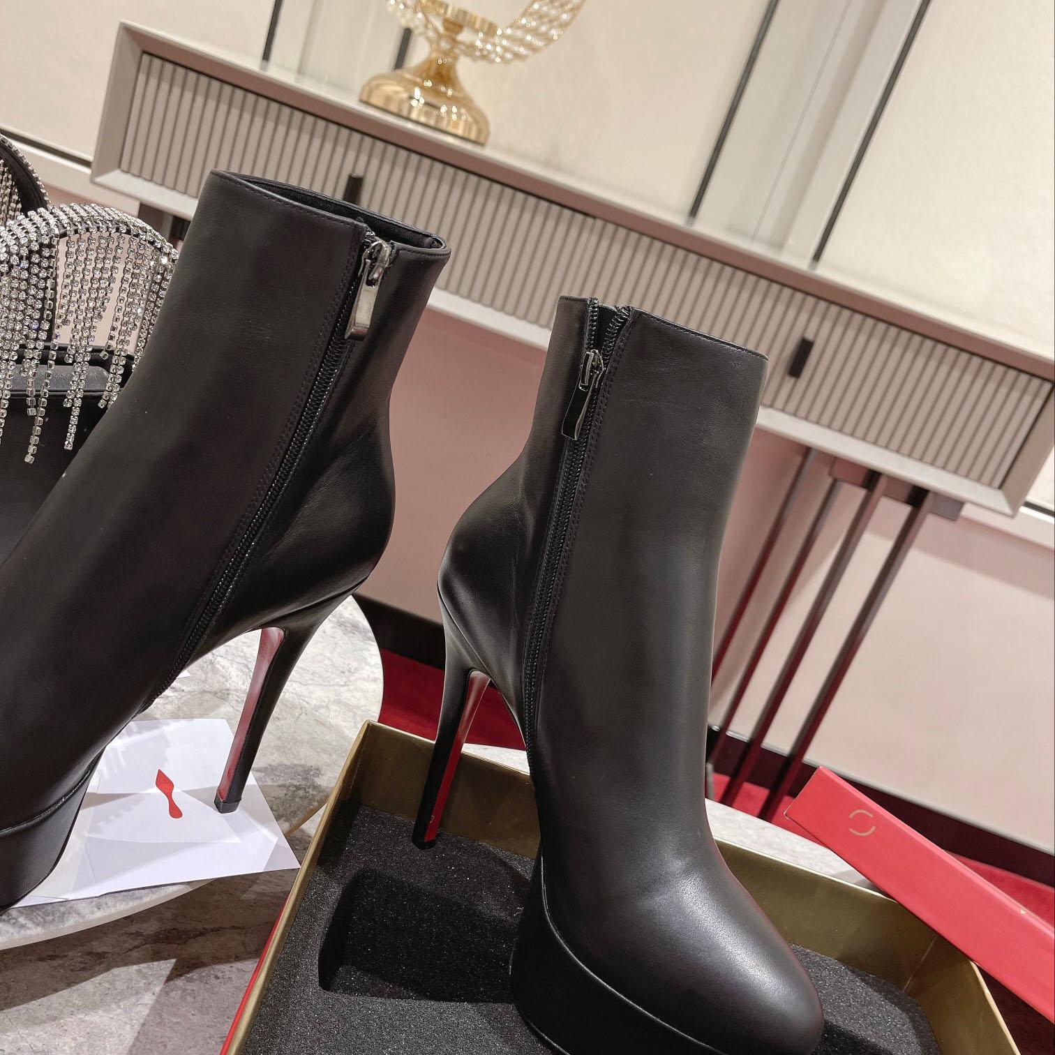 Christian Louboutin Black Bianca Leather Boots - DesignerGu