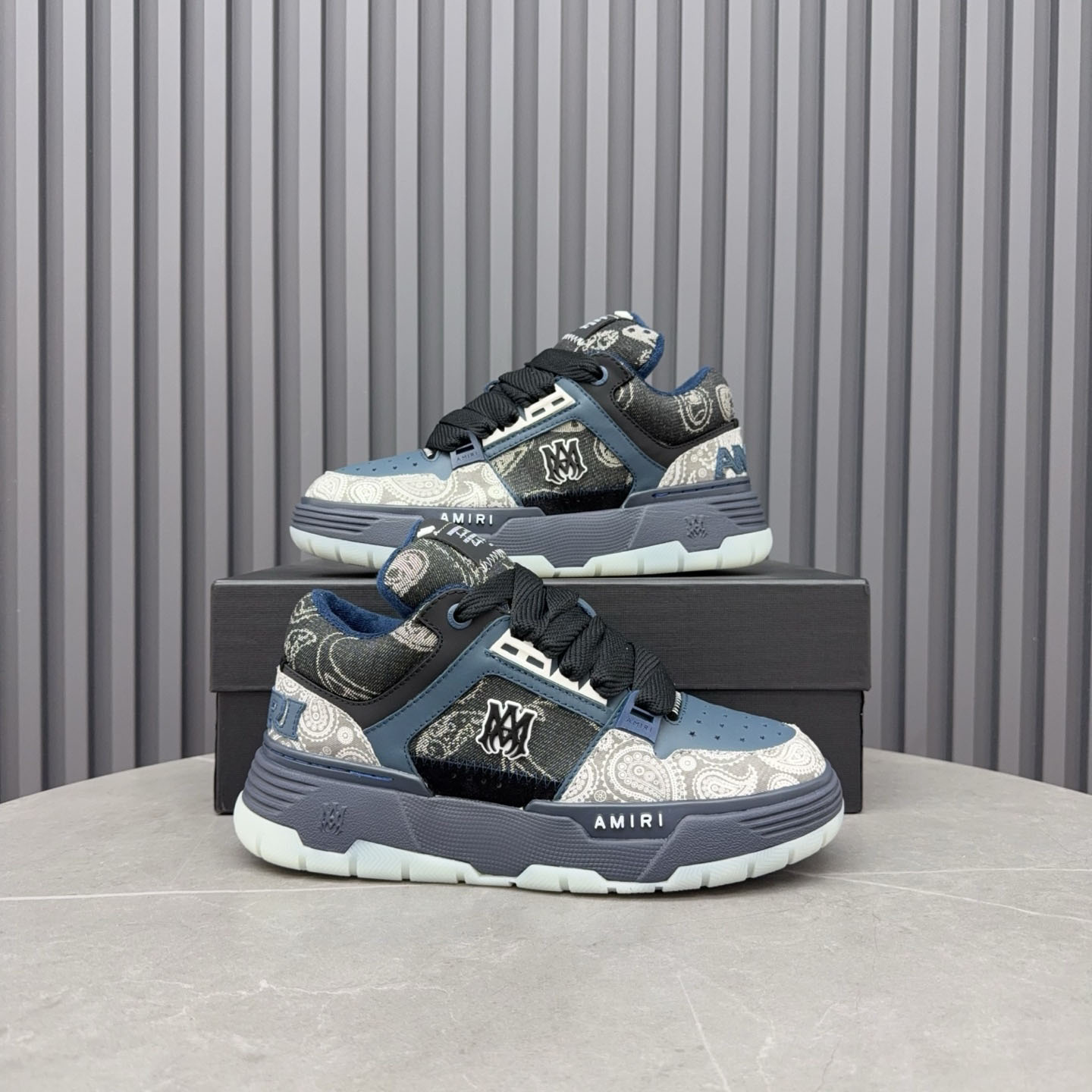 Amir Blue Bandana Jacquard MA-1 Sneakers - DesignerGu