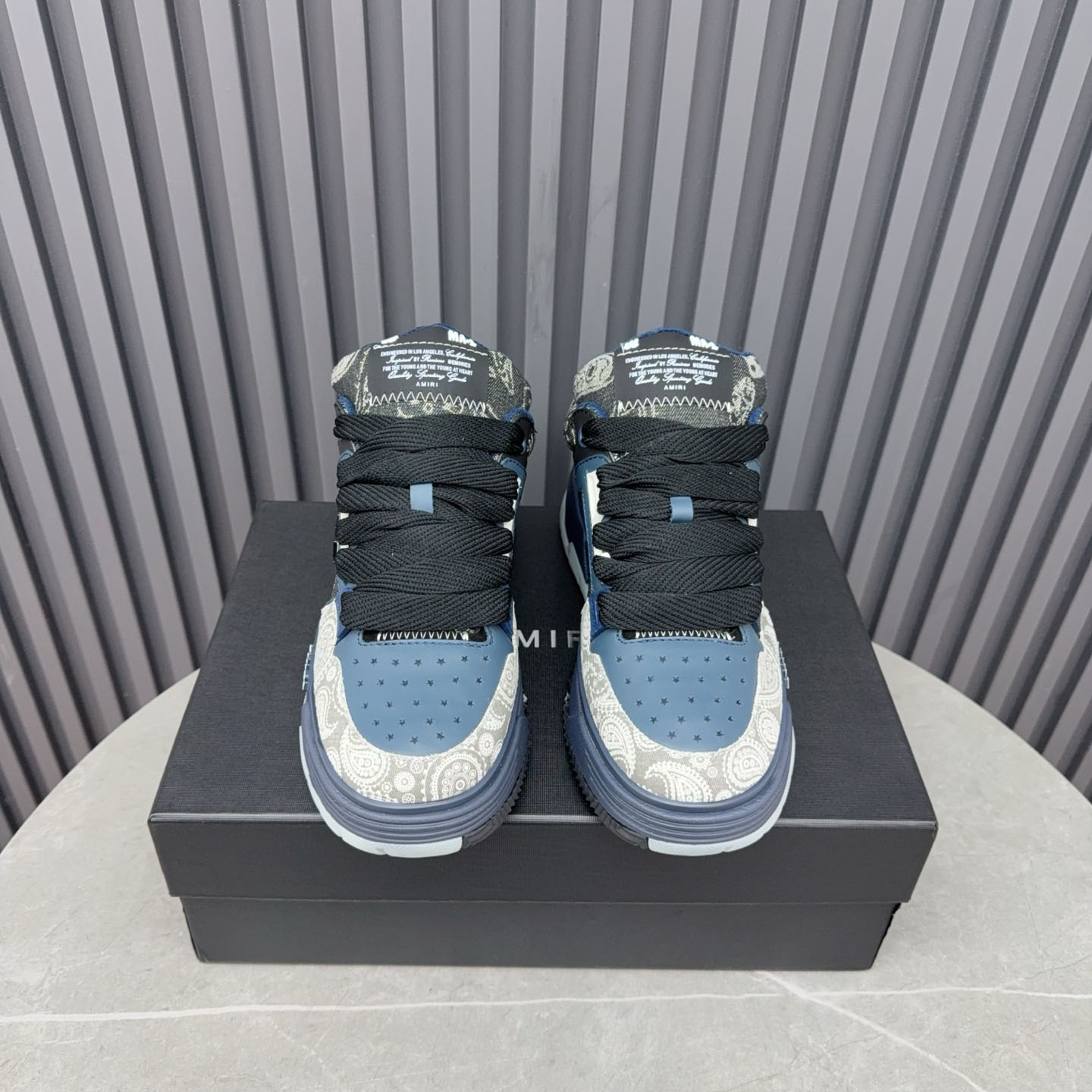 Amir Blue Bandana Jacquard MA-1 Sneakers - DesignerGu