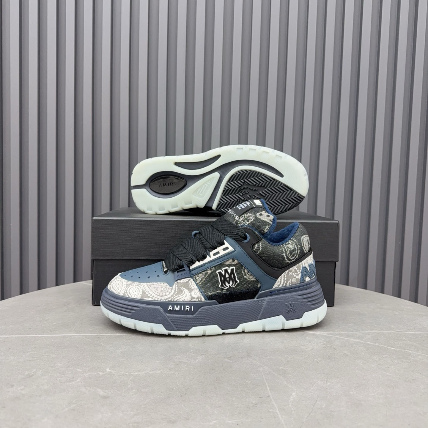 Amir Blue Bandana Jacquard MA-1 Sneakers - DesignerGu