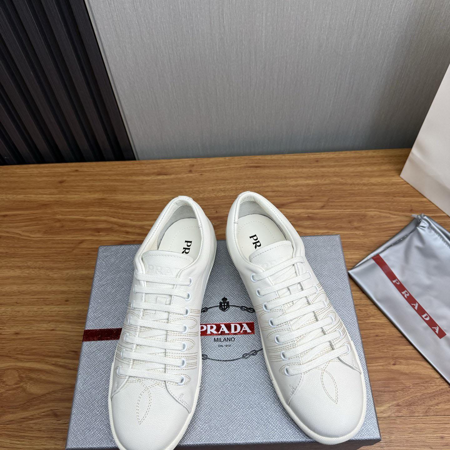 Prada Distressed Leather Sneakers - DesignerGu