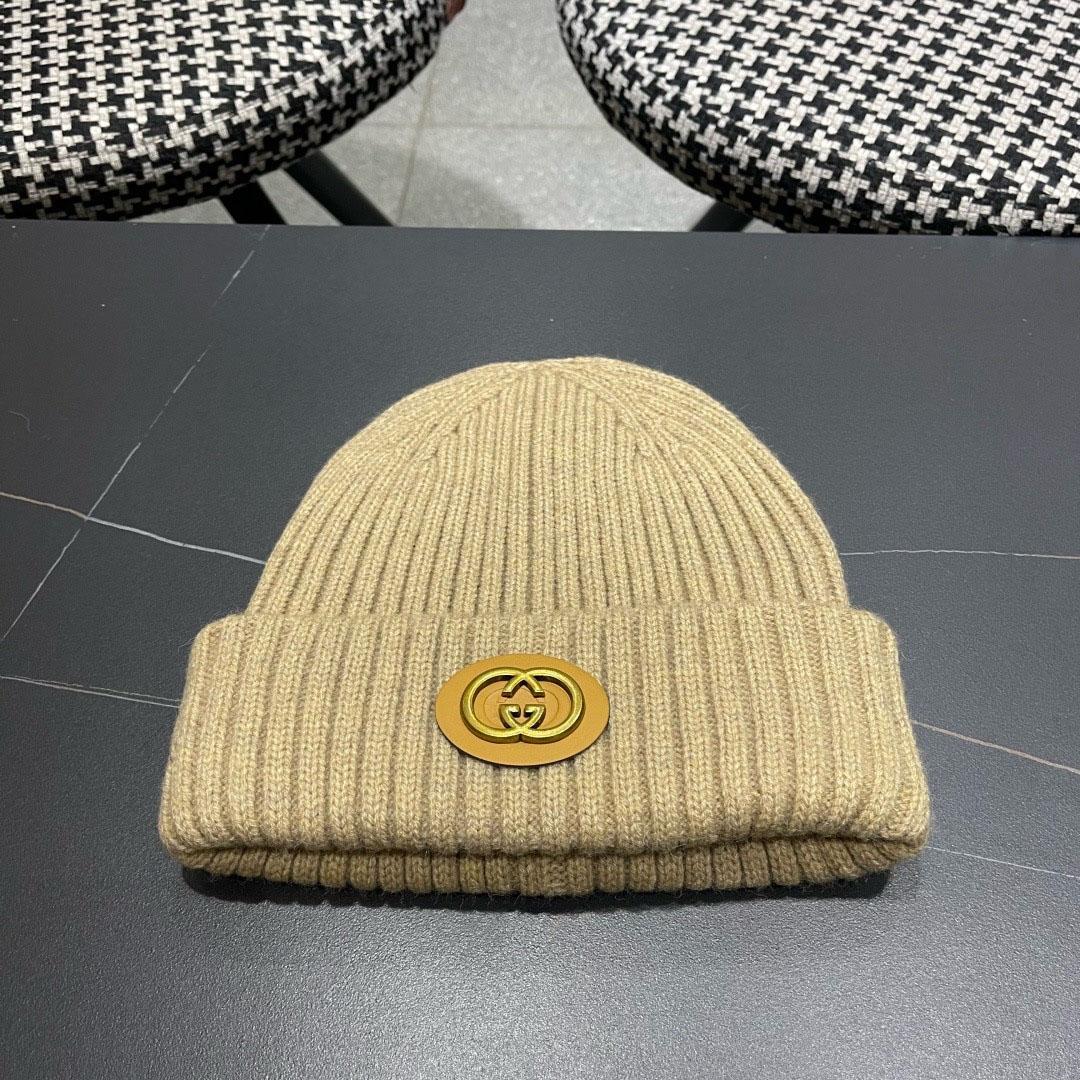 Gucci  Wool Cashmere Hat With Double G - DesignerGu
