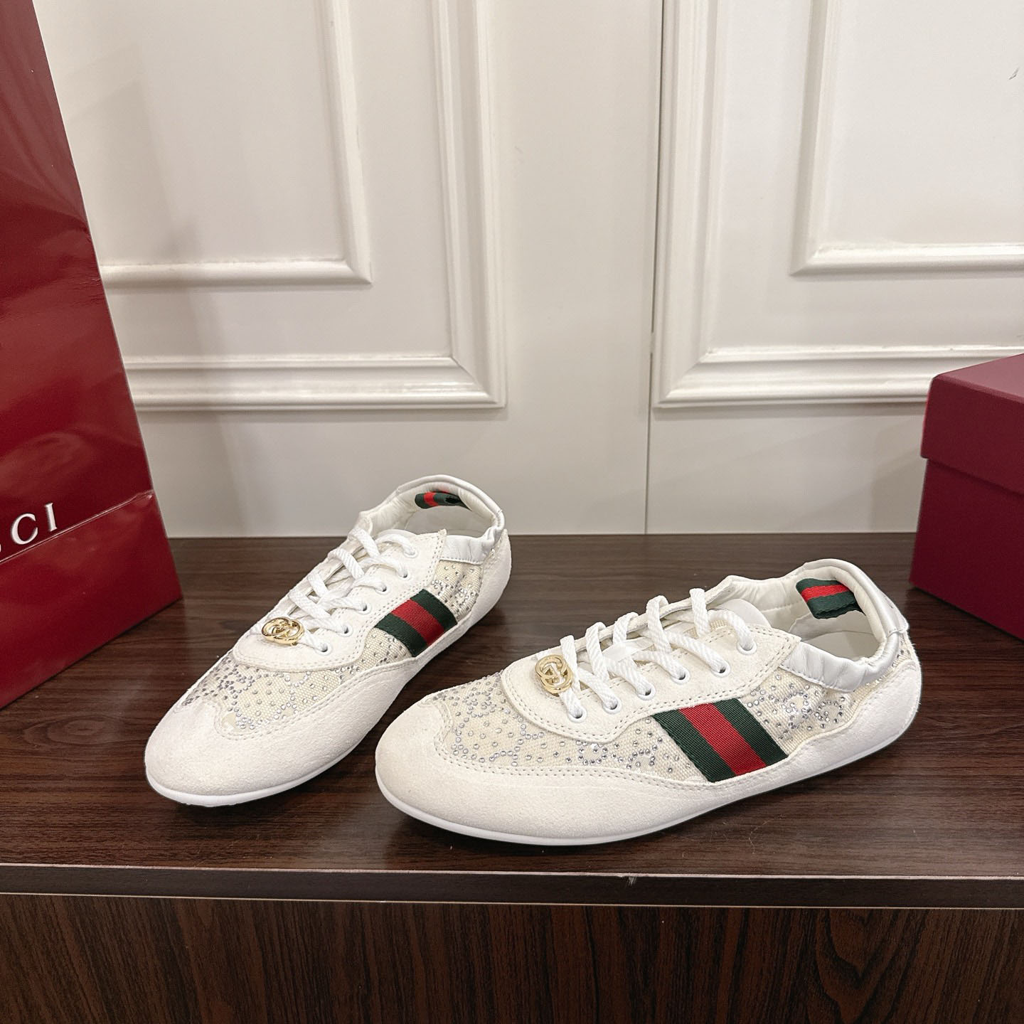 Gucci Women's Gucci Shift GG Crystal Sneaker - DesignerGu