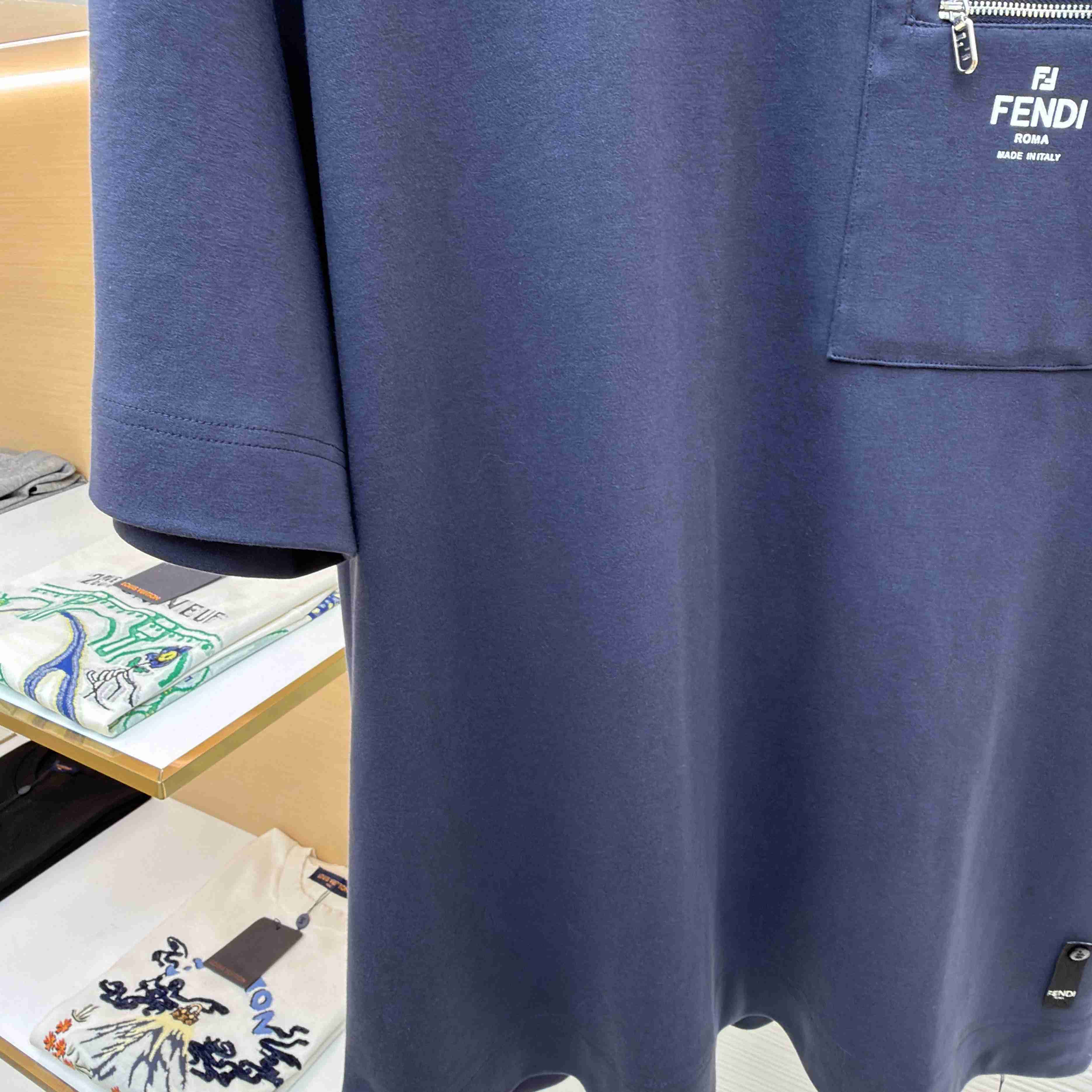 Fendi Navy Blue Cotton T-shirt - DesignerGu