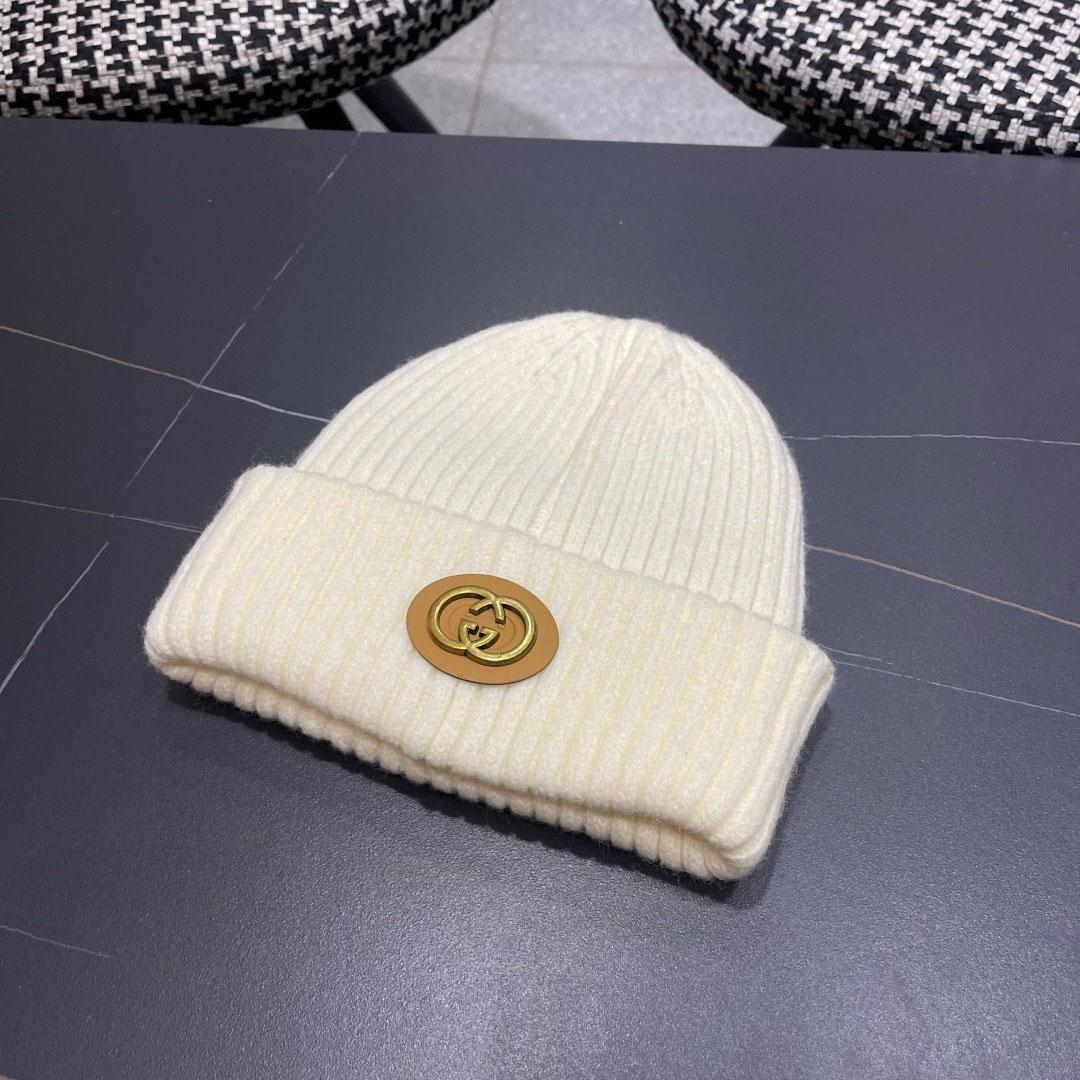 Gucci  Wool Cashmere Hat With Double G - DesignerGu