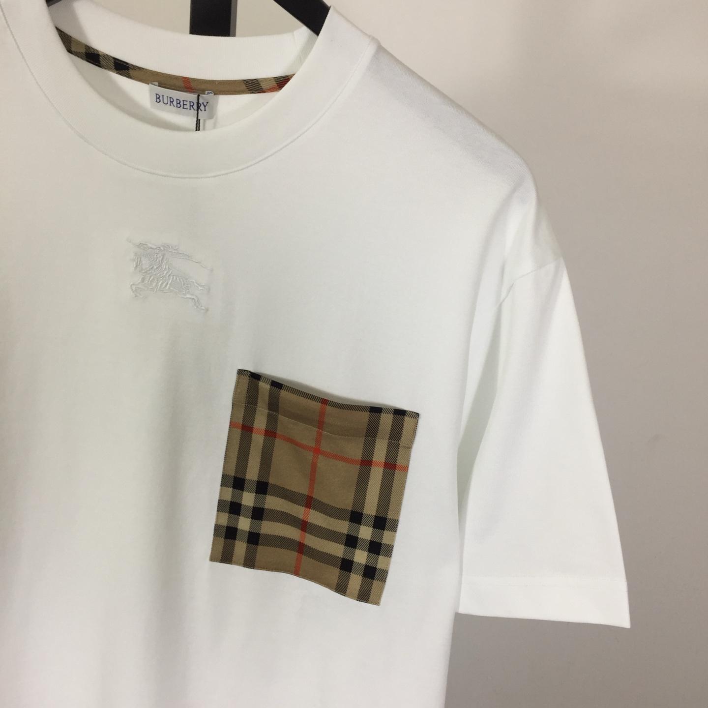Burberry Check Pocket Cotton T-shirt - DesignerGu