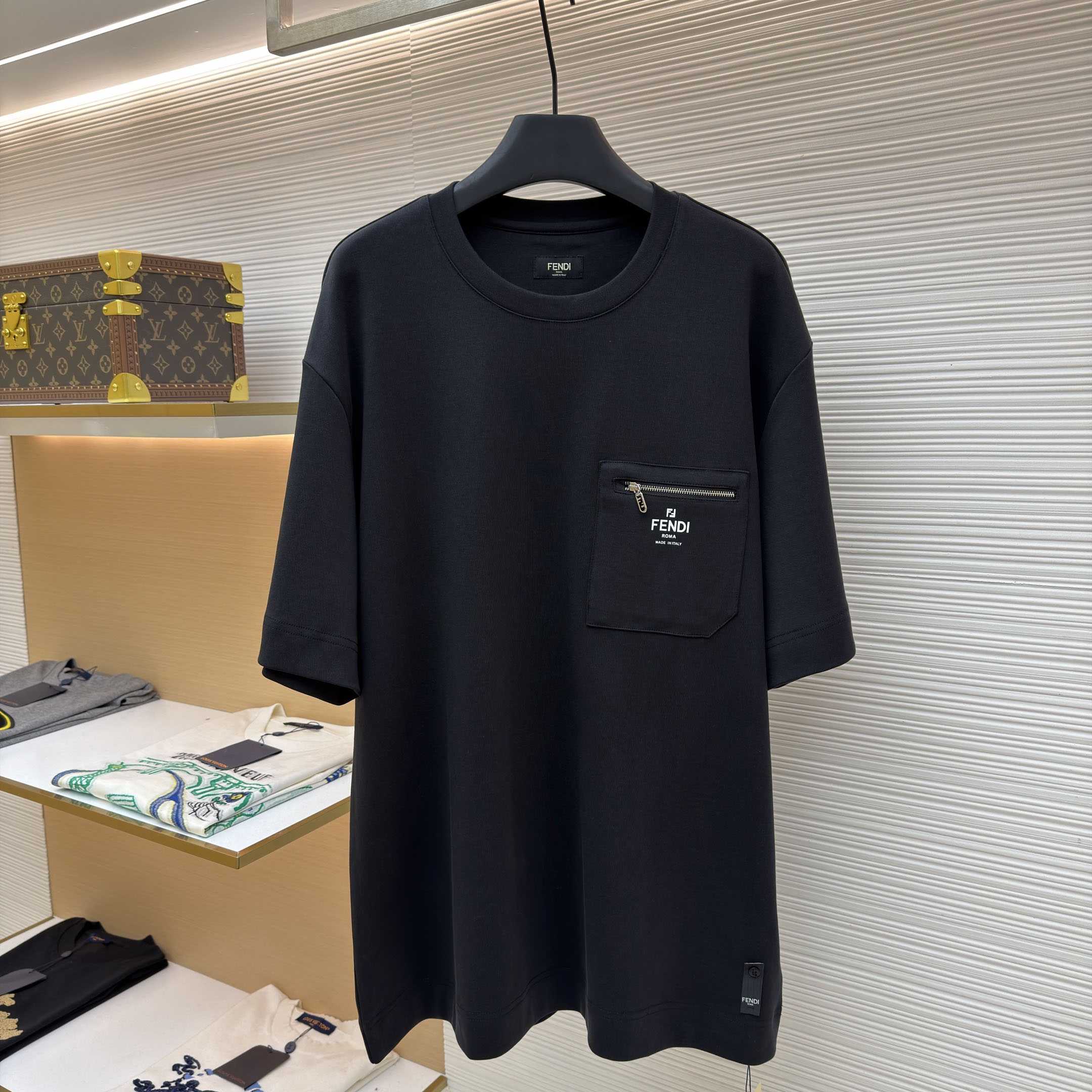Fendi Black Cotton T-shirt - DesignerGu