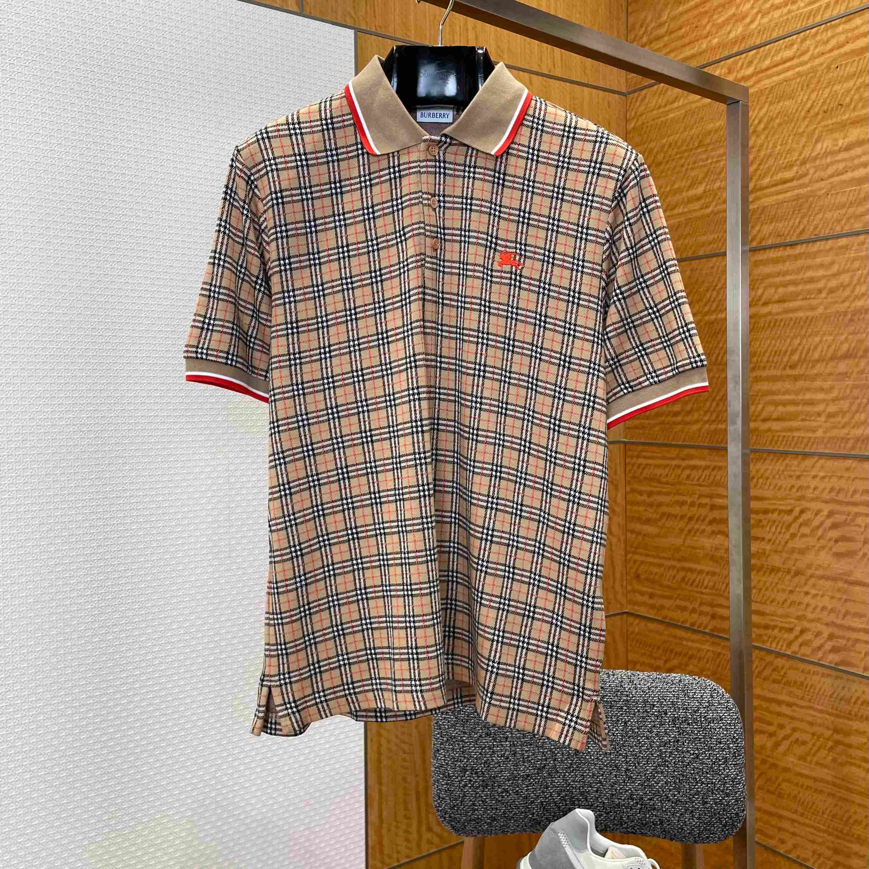 Burberry Check Cotton Blend Polo Shirt - DesignerGu