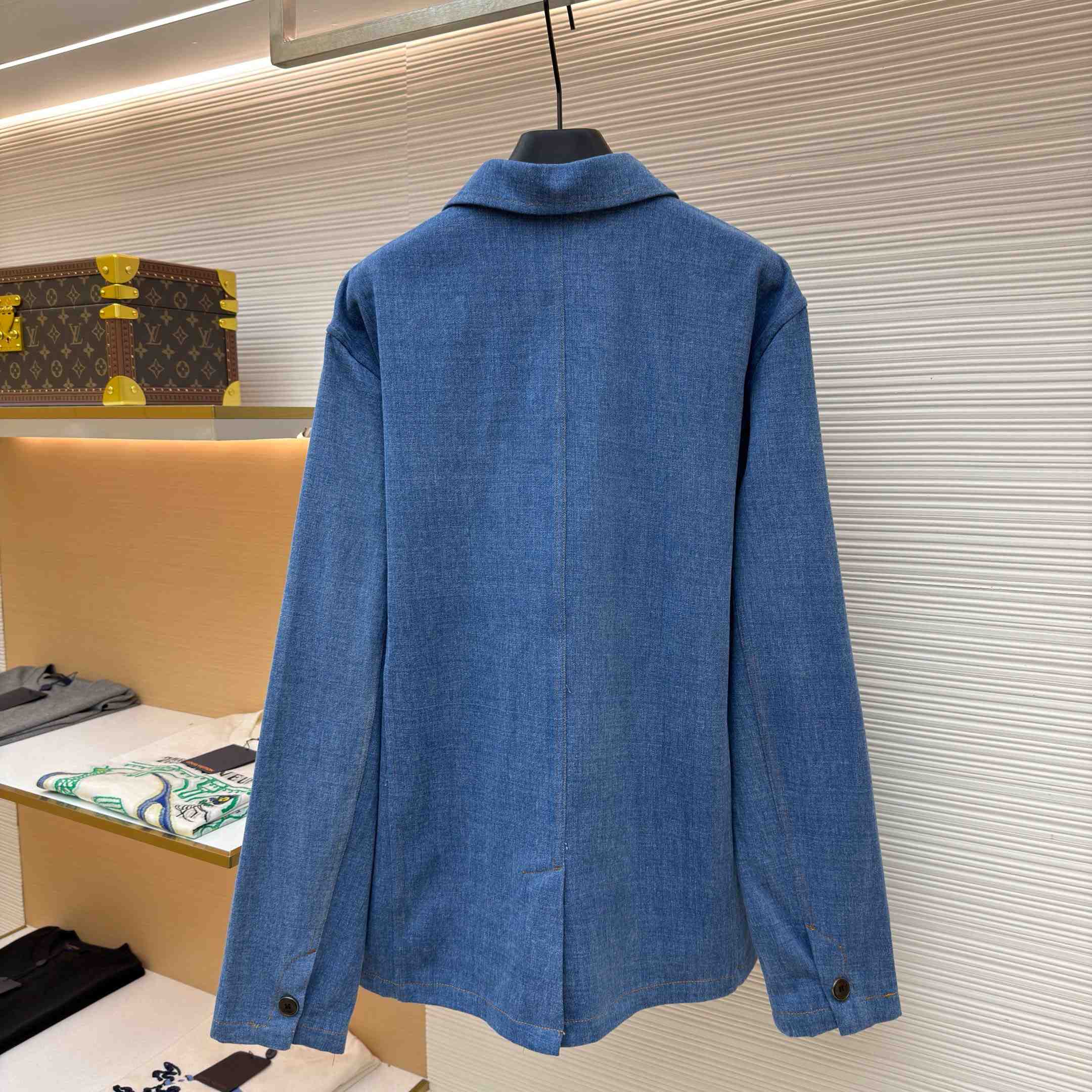 Louis Vuitton Silk-Blend Denim Workwear Jacket - DesignerGu