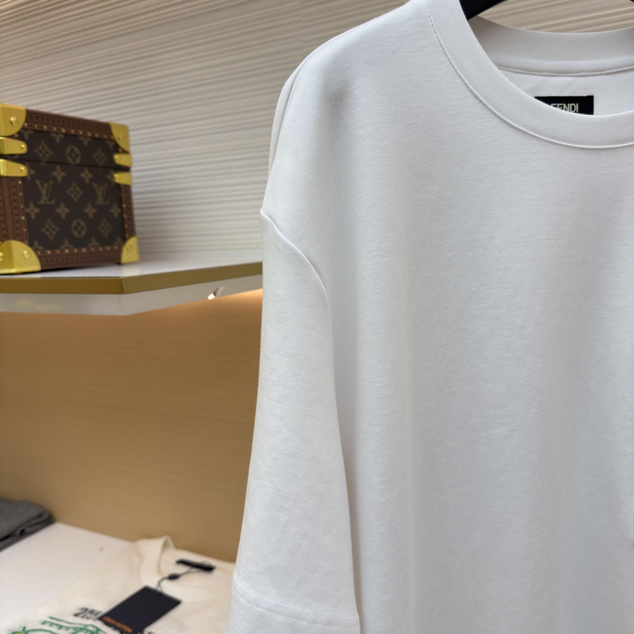 Fendi White Cotton T-shirt - DesignerGu