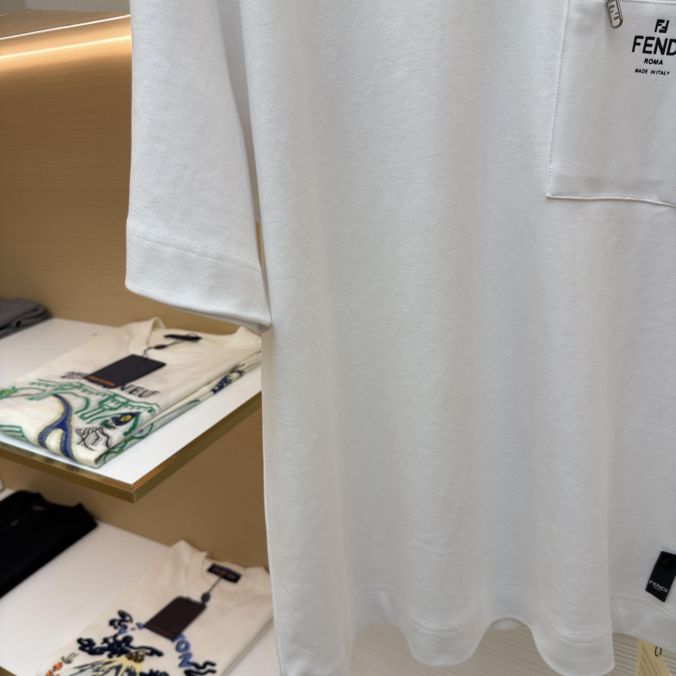 Fendi White Cotton T-shirt - DesignerGu