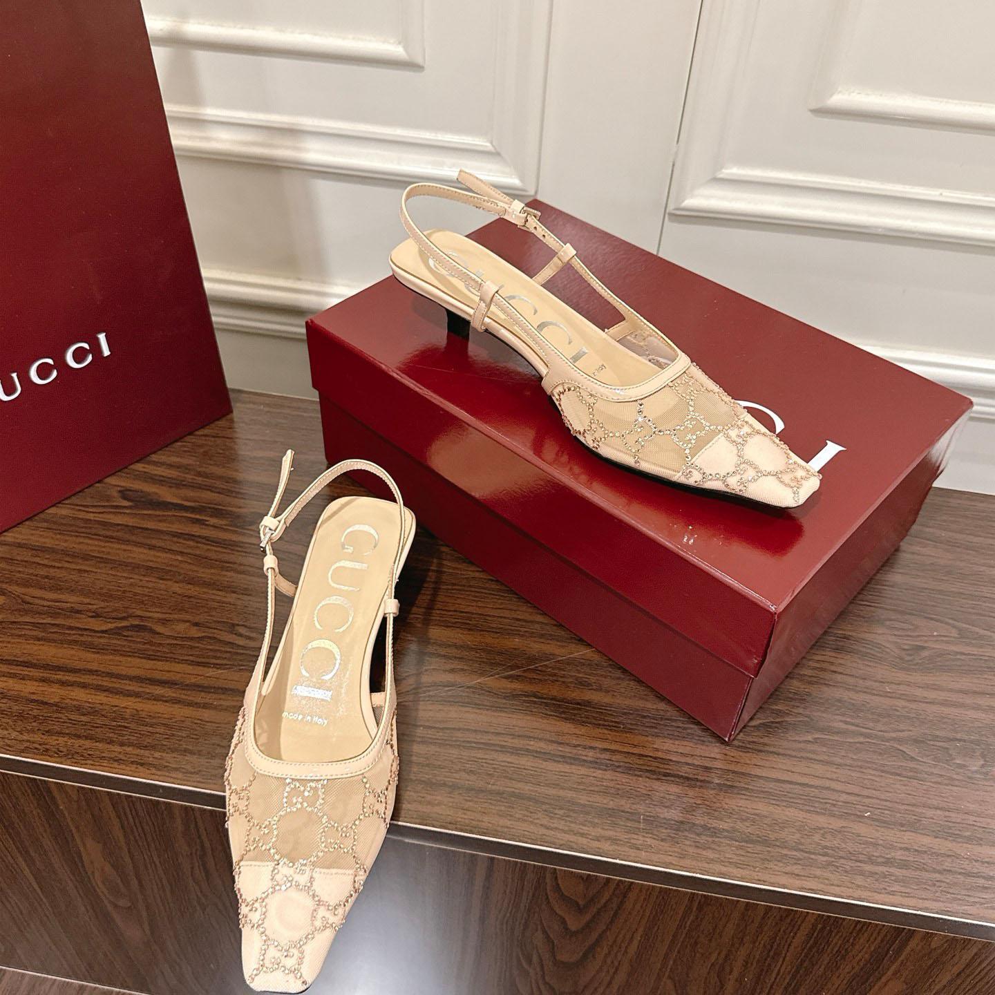 Gucci Women's GG Crystal Slingback Pump - DesignerGu