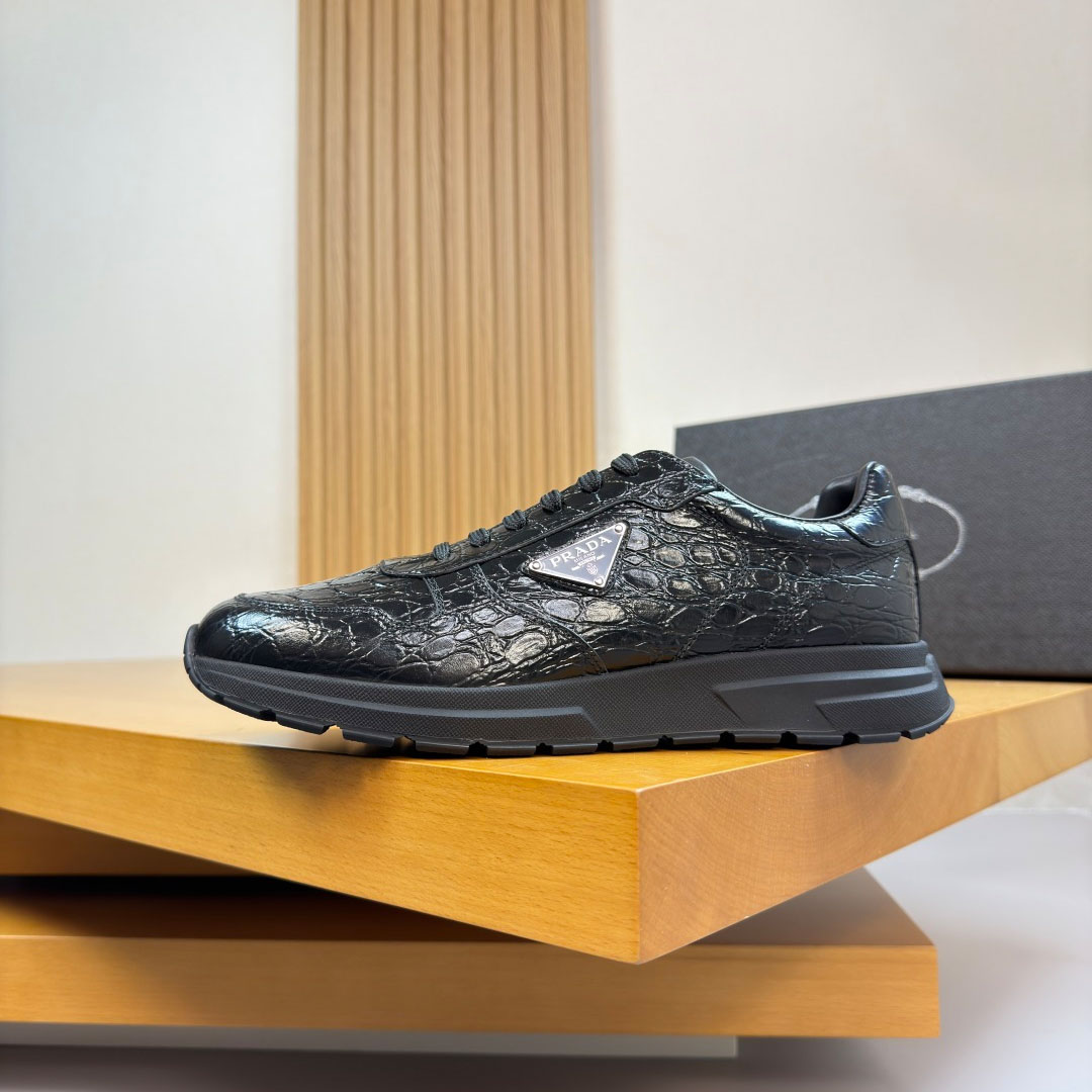Prada Prax 01 Crocodile Leather Sneakers - DesignerGu