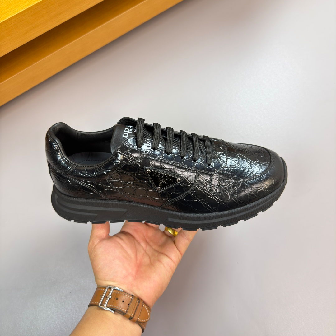 Prada Prax 01 Crocodile Leather Sneakers - DesignerGu