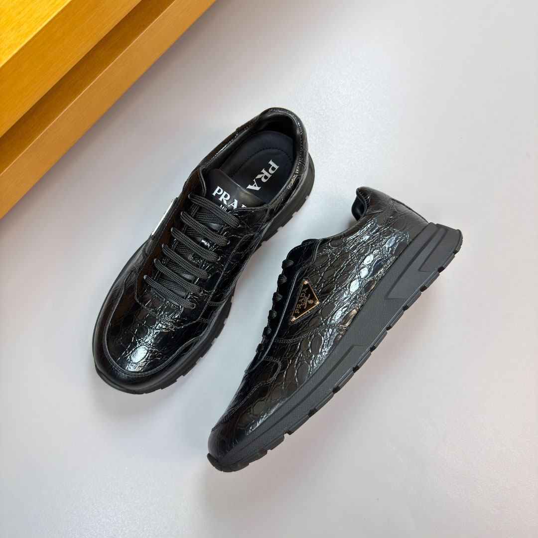 Prada Prax 01 Crocodile Leather Sneakers - DesignerGu