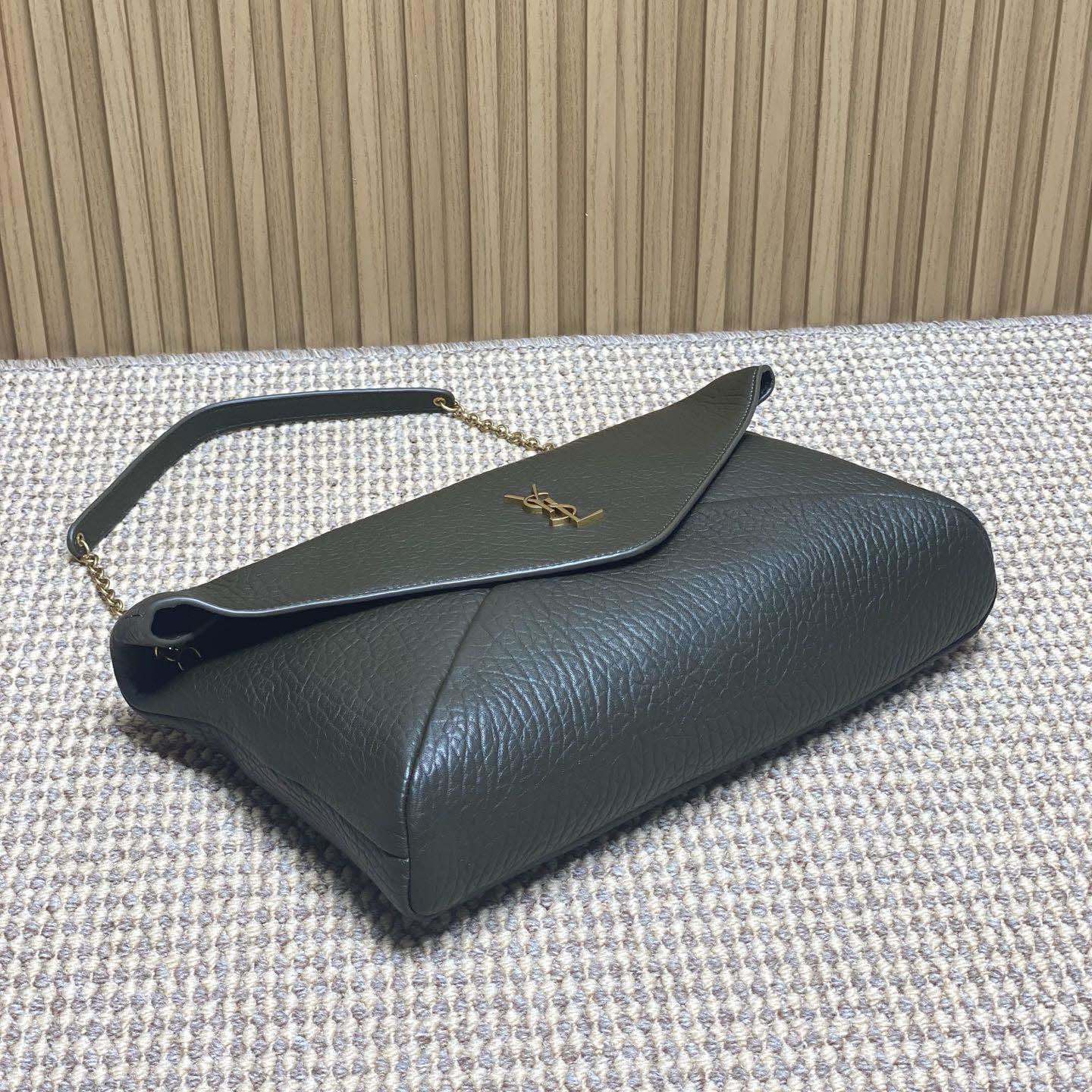 Saint Laurent Cassandre Large Pouch On Chain In Lambskin - DesignerGu