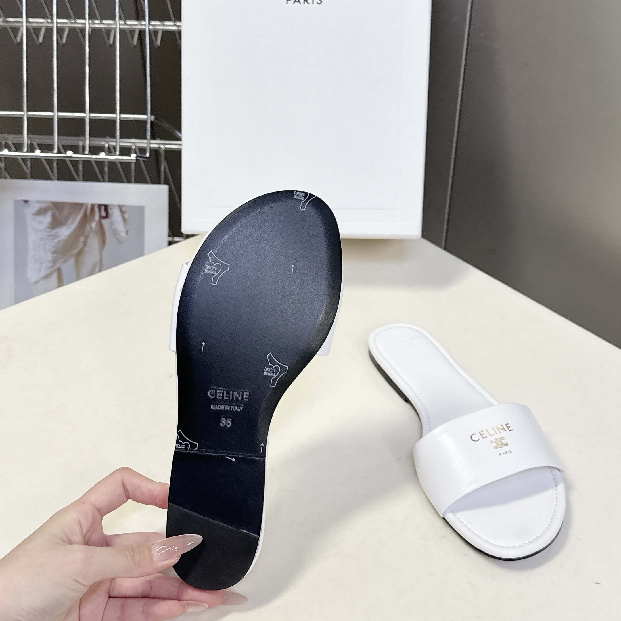 Celine Coast Mule In Lambskin - DesignerGu