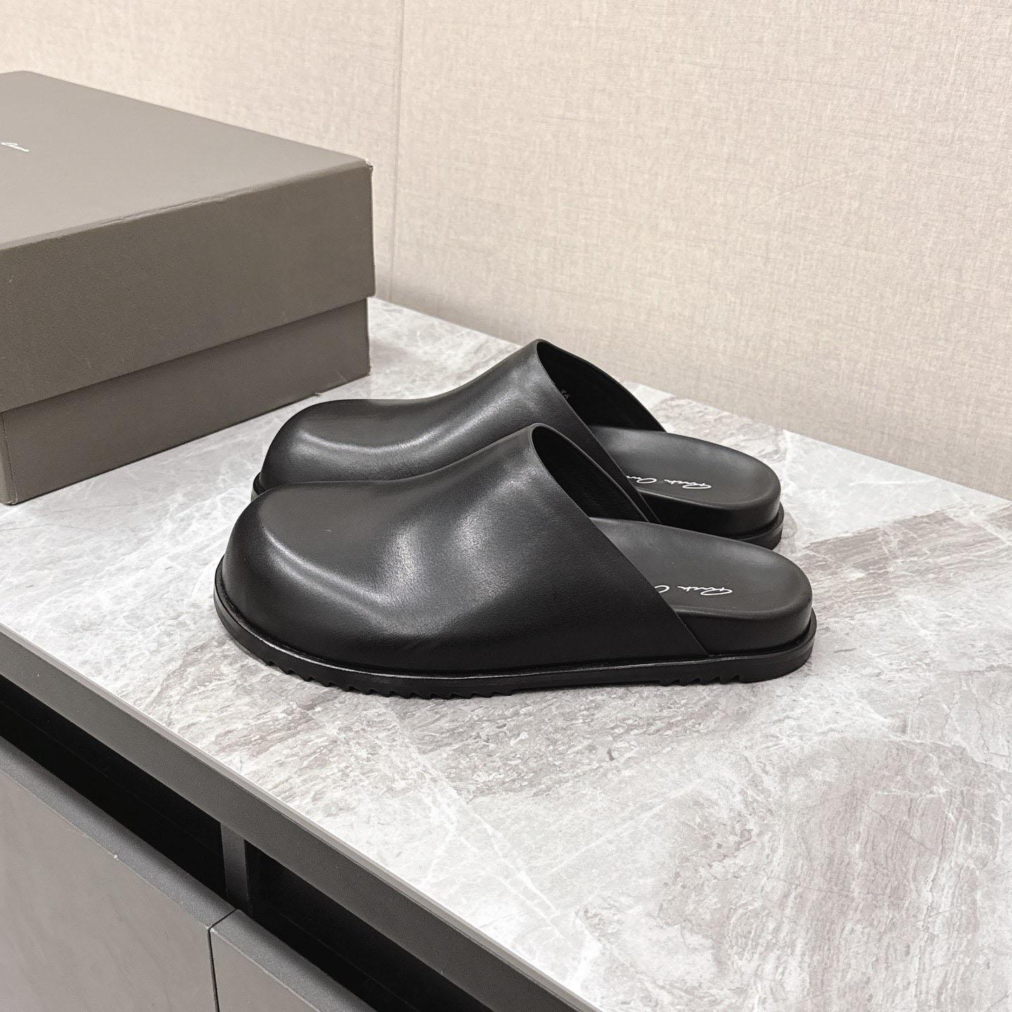 Rick Owens Porterville Granola Leather Mules - DesignerGu