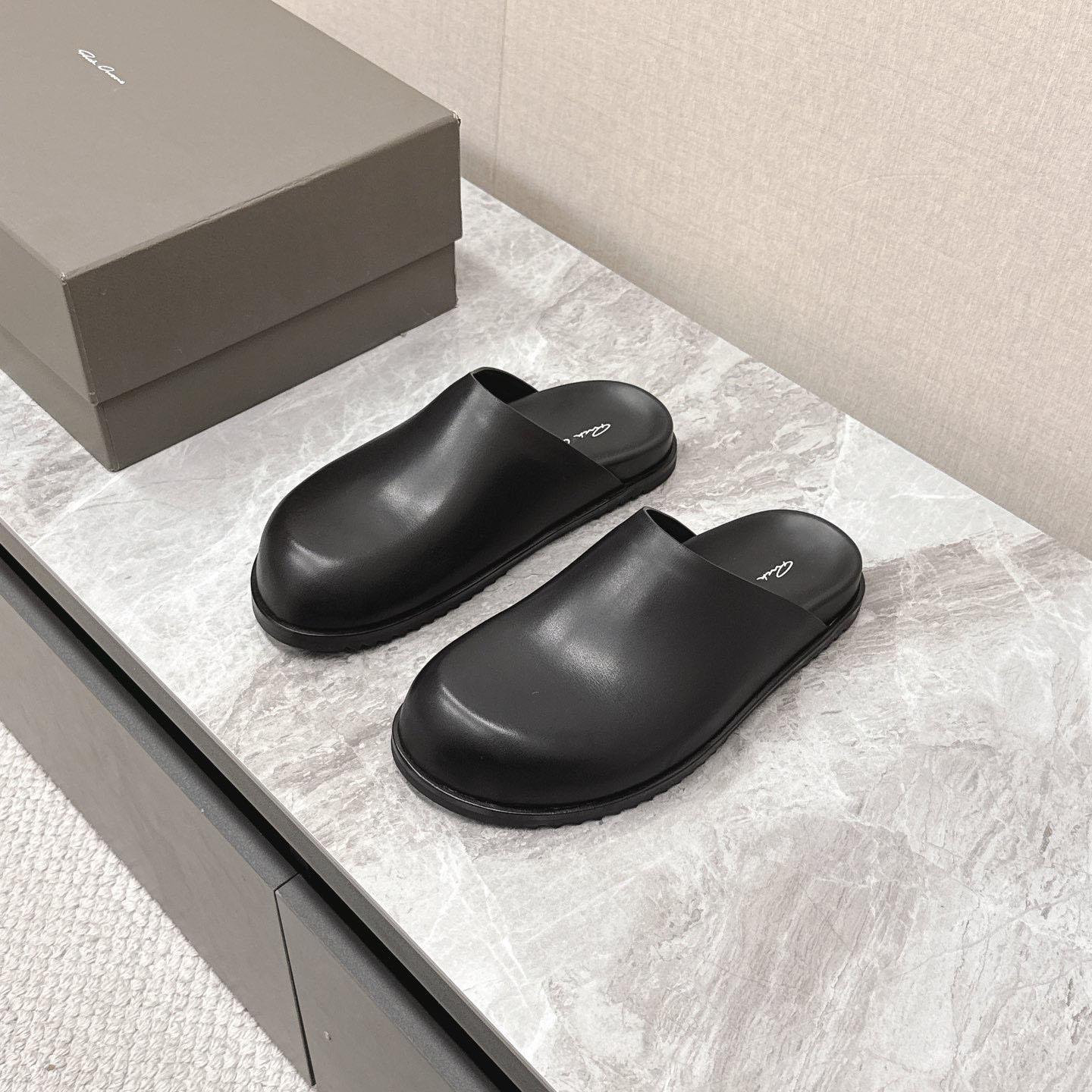 Rick Owens Porterville Granola Leather Mules - DesignerGu