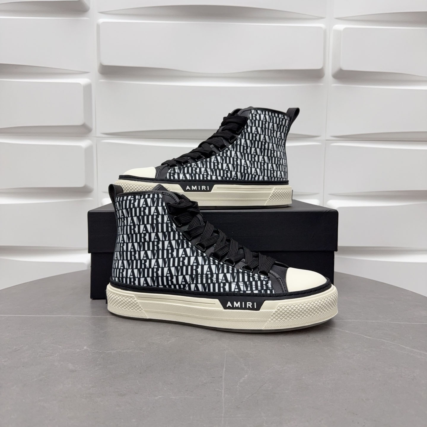 Amiri Court High 'Allover Logo - Black White' - DesignerGu