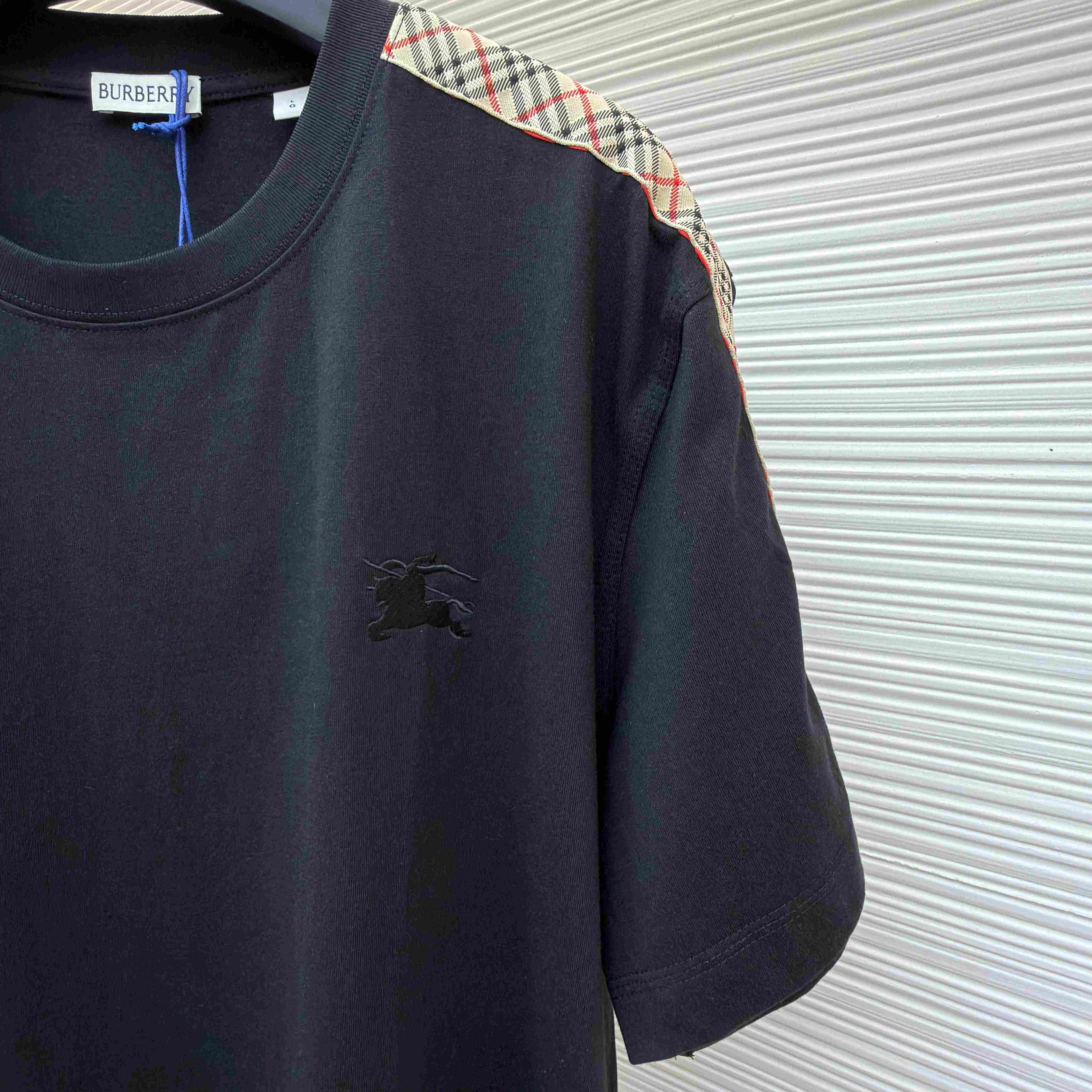 Burberry Check Trim Cotton T-shirt - DesignerGu