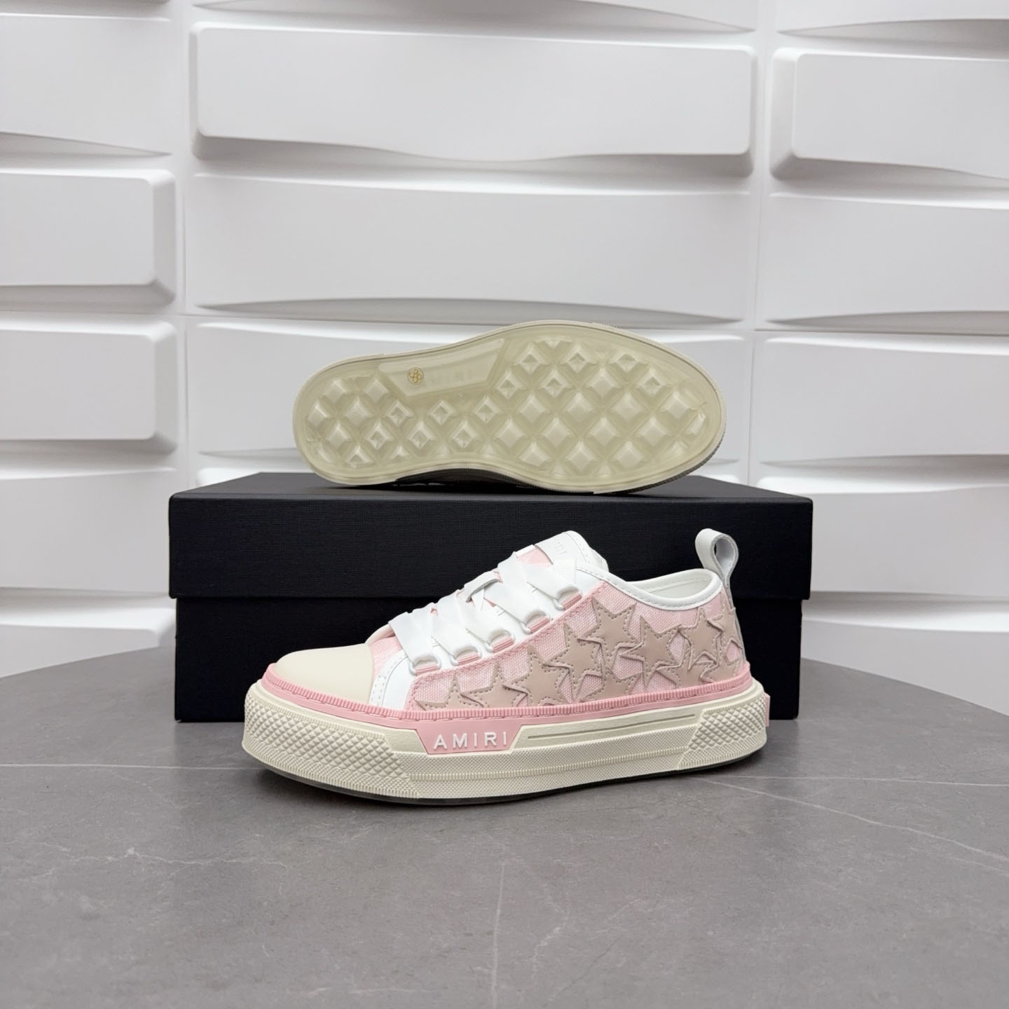 Amiri Stars Low-Top Canvas Platform Sneakers - DesignerGu