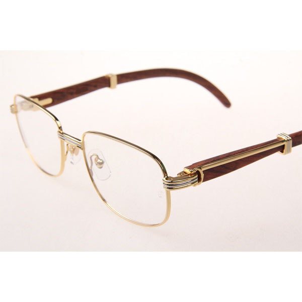 Cartier CT 7381148 Wood Eyeglasses In Gold - DesignerGu