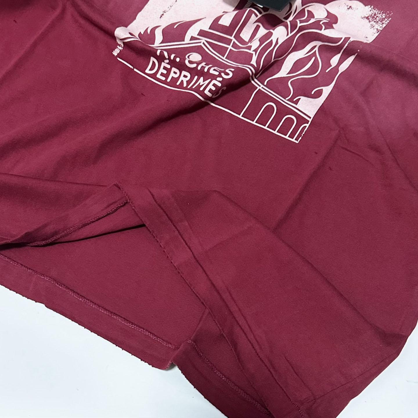 Enfants Riches Déprimés Burning Church T-Shirt 'Dark Scarlet' - DesignerGu