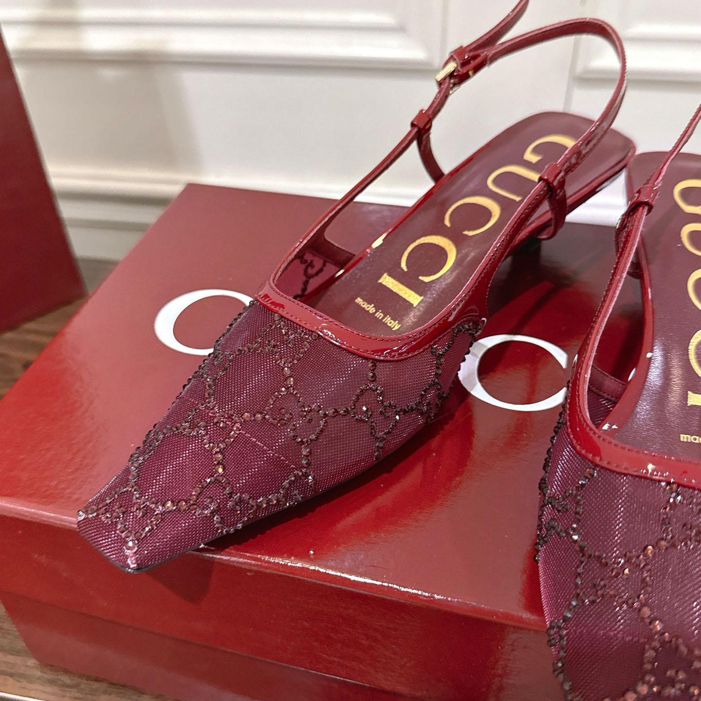 Gucci Women's GG Crystal Slingback Pump - DesignerGu