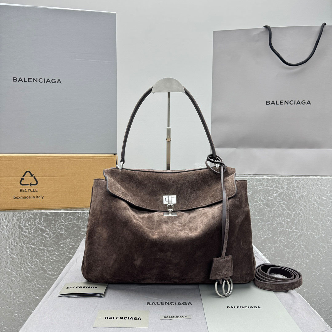Balenciaga Rodeo Handbag Medium In Light Espresso - DesignerGu