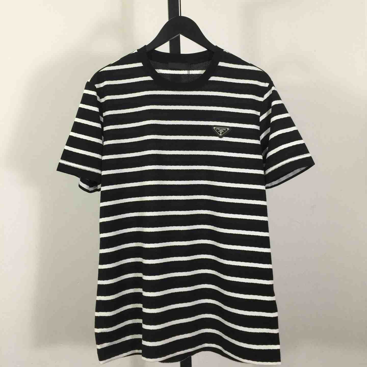 Prada Striped Short Sleeve Cotton T-Shirt - DesignerGu